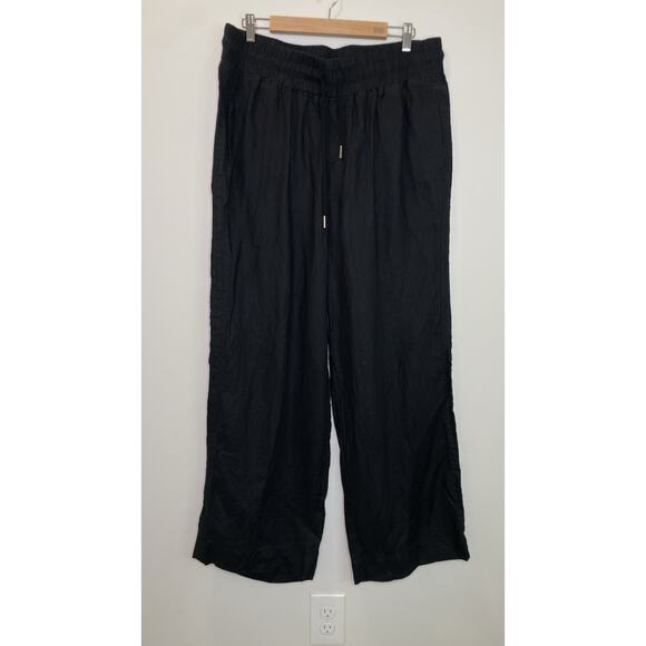 Quince 100% Linen European Size XL Lagenlook Beach Pants Black Cottagecore - Picture 1 of 11